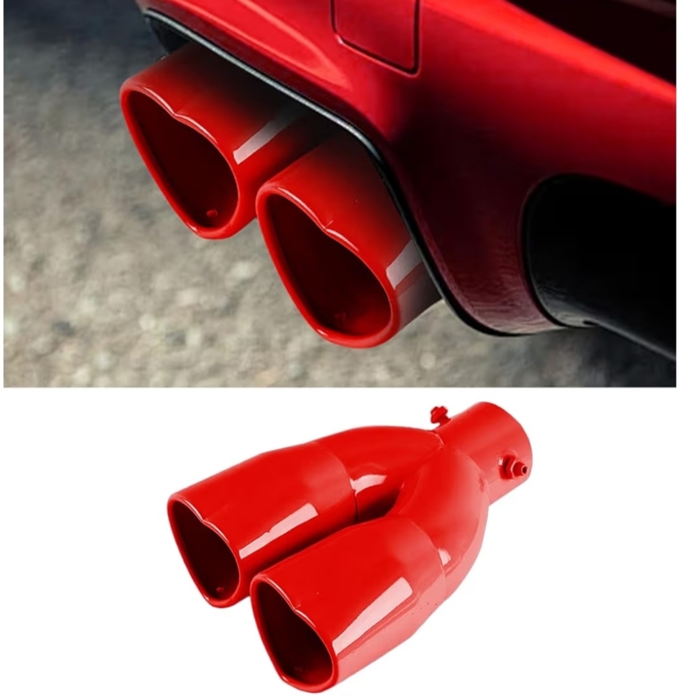 Stainless steel double Heart Car Truck 2.5" Exhaust Muffler tip Choose Color